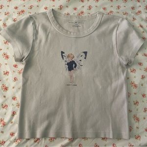 brandy melville i don't care fairy cropped baby tee